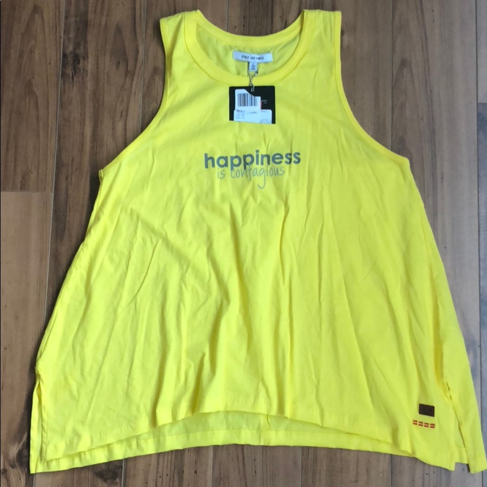 Brand new Peace Love World yellow graphic tank - S